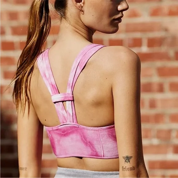 Free People Movement Pink Tie Dye Seamless On The Radar Sports Bra XS - Picture 3 of 13